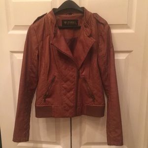 Guess Los Angeles Brown Leather Jacket Size Medium